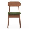 Lunar Solid Wood Dining Chair Set of 2 In Honey Finish With Moss Green Fabric Colour