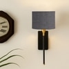 Devansh Metal Electric Wall Light in Black Colour with Grey Shade Count of 1 Light