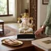 Devotional Lotus Grace Ganesha Statue in White and Gold Colour