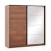 Loretta Engineered Wood 2 Sliding Door Wardrobe in Wheat Brown Walnut Finish