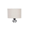 Holly White Natural Fiber Floor Lamp with Black Iron Base