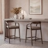 Zen Solid Wood Bar Stool (Danish Walnut Finish, Taupe Leatherette Colour)
