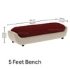 Marko Velvet 2 Seater 5 Feet Ottoman Bench in Maroon & Cream  Color