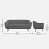 Colam Velvet 3 Seater Sofa in Dark Grey Colour