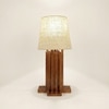 Palisade Brown Wooden Table Lamp with White Fabric Lampshade