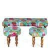 Cairo Sheesham Wood Mid Century Seater Bench Set With 2 Stools In Sea Green Fruit