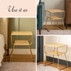 Rattan Iron Side Table in Gold Colour