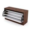 DCanape Spin 1 Engineering Wood Shoe Rack Dark Acacia Frosty White Finish