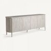 Glasgow Solid Mango Wood Sideboard with 4 Door in White Wash Finish