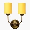 Devansh Metal Electric Wall Light in Gold Colour with Yellow Shade Count of 2 Lights