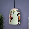 Folk Vibes Glass Electric Hanging Light in White Colour