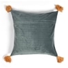 Tasseled And Embroidered Grey-Green Cushion Cover