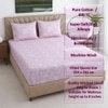 Pink Floral 400 Tc  Cotton Fitted  Double Queen Size Bedsheet With 2  Pilllow Covers