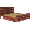 Moglis Solid Wood King Size Bed With Drawer Storage Bed In Teak Finish