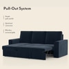Kowloon Sectional 3 Seater Pull Out Sofa Cum Bed with Storage in Indigo SeaPort Blue Velvet Colour