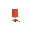 Estella Orange cotton table lamp with Square Natural Wood Base
