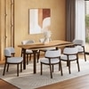 Dune Solid Oak Wood Dining Table With 6 Dune Solid Wood Dining Chairs in White Boucle