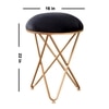 Classic Velvet Cross Metallic Stool in Black Color