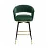Doe Buck Mixoy Velvet Bar Stool in Emerald Green Colour with Gold Accents