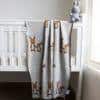 Mumma and Baby Bunny Design AC Blanket for Baby Girls / Baby Boys / New Born to 36 Month for use in All Season Light Grey Melange & Bright Orange Color (80 x 100 cm) (32" x 40" Inches)
