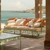 Dastoori Stainless Steel Outdoor Three Seater Sofa in Beige Colour