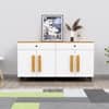 Hexa Red Multipurpose Storage Cabinet With 2 Drawer 4 Door in Giant Wood And Frosty White Colour