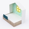 Little Hut Bed 6X4 Drawers On Wheels In Teal Colour53