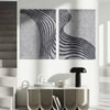 Abstract Gray Wave Wool Silk Wall Art 2 Panel Set 7 x 5 Feet