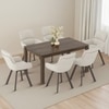 Atlas Solid Wood 6 Seater Compact Dining Table With 6 Bren Swivel Dining Chairs (Finish : Danish Walnut, Chair Colour : Ivory)