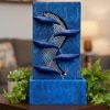 Blue Copper  Contemporary Leaf Indoor Water Fountain