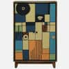 Olyn Mango Wood Handpainted Multicolour 2 Door Tall Cabinet In Natural Finish