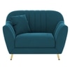 Rivo Velvet 1 Seater Sofa in T Blue Color