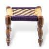 Hamilton Solid Wood Maachi Bench set with 2 Stools in Purple & Yellow Canning