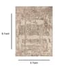 Distressed Traditional Ivory Brown Wool Silk Hand Tufted Area Rug 4x6