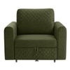 Baruna 1 Seater Velvet Pull Out Sofa Cum Bed with Storage In Green Color