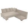 Melo 3 Seater Left Sectional Velvet Sofa Cum Bed in Cream colour