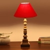 Devansh Red Cotton Table Lamp With  Wood Natural Base (10X10X21 Inches)-29