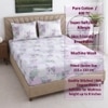 White And Pink Shade  Floral Cotton400 Tc Fitted Double Queen Size Bedsheet With 2 Pillow Covers
