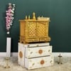 D'Dass Multi Color Mdf and Sheesham Wooden Temple With Cabinet For Pooja