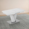Caribu 4 To 6 Extendable Dining Table In White Marble Color With High Gloss Finish