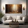 The Castle Decor Golden Deer Wall Painting Wooden Framed Digital Painting 27x48 Inch (Style 1)
