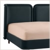 Nobella Opal Queen Size Bed in Grey Blue Velvet with Spherical Legs, Oak Wood Frame & Hydraulic Storage