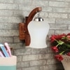 Devansh Solid Wood Electric Wall Light in Brown Colour with White Shade Count of 1 Light