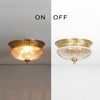 Hinkley 2-Light Flush Mount Ceiling Light In Antique Brass Finish With Amber Rippled Glass