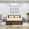 Hexa Engineered Wood Modern King Bed With Headboard With Storage In Slate Grey And Giant Wood