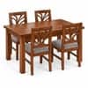 Globally Indian Vallari Solid Sheesham Wood 4 Seater Dining Table Set 4 Chairs Grey