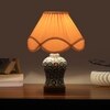 Devansh Off-White Vintage  Cotton Pleated Shade Lamp With Wood & Mosaic Glass Base For Decoration/Office/Home/Gifting/Study For Decoration/Office/Home/Gifting/Study