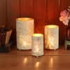 White Maple Votive Set Of 3 In White And Gold Colour