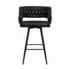 Doe Buck Presley Braided Faux Leather Bar Stool in Black Colour