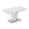 Caribu 4 To 6 Extendable Dining Table With 6 Seneca Chairs (Finish- White High Gloss)